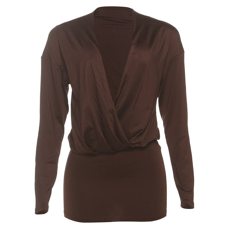 Damen elegant topp med elegant V-hals og løs passform Mirla-Eva Jonsson