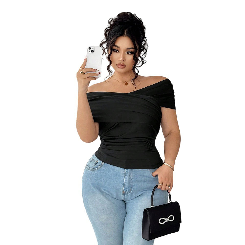 Damen elegant wrap top with off-shoulder design and gathering Mirla-Eva Jonsson