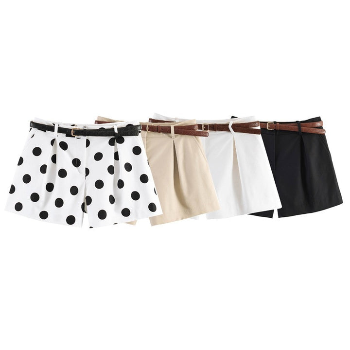 Damen eleganta Polka-Dot-shorts med bälte Mirla-Eva Jonsson