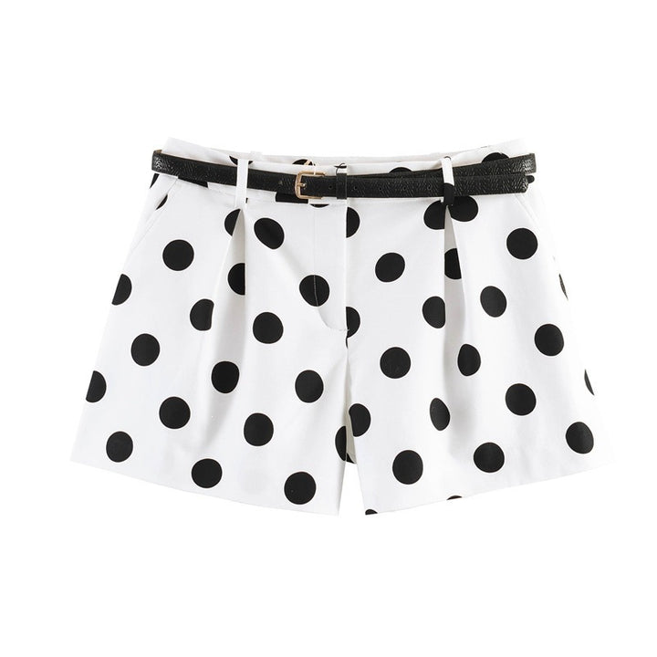 Damen eleganta Polka-Dot-shorts med bälte Mirla-Eva Jonsson