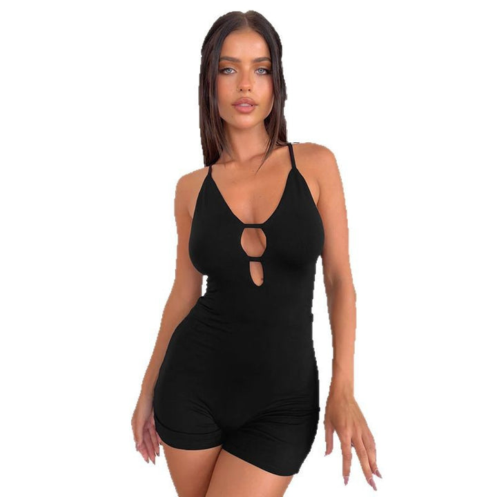 Damen eleganter Badeanzug mit tiefem V-hals und raffinierter Rückenschnürung Mirla-Eva Jonsson