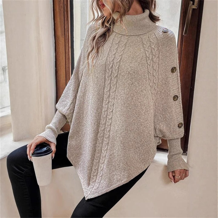 Damen eleganter Strickpullover mit Rollkragen und modischen Details Eva Jonsson-Eva Jonsson