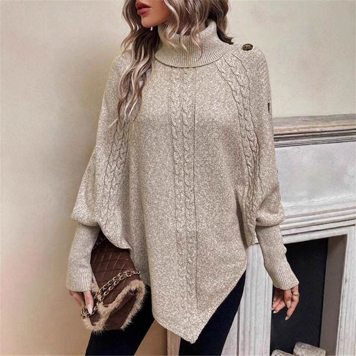Damen eleganter Strickpullover mit Rollkragen und modischen Details Eva Jonsson-Eva Jonsson