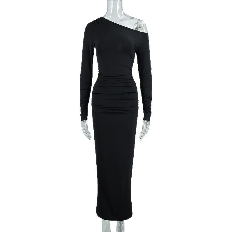 Damen elegantes One-Shoulder Maxiklänning med figurvänlig drapering Mirla-Eva Jonsson