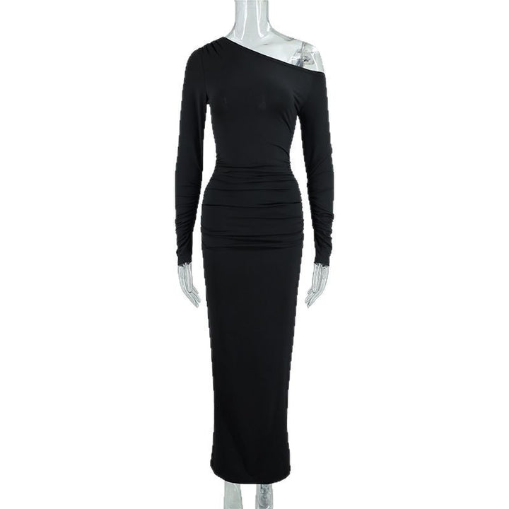 Damen elegantes One-Shoulder Maxiklänning med figurvänlig drapering Mirla-Eva Jonsson
