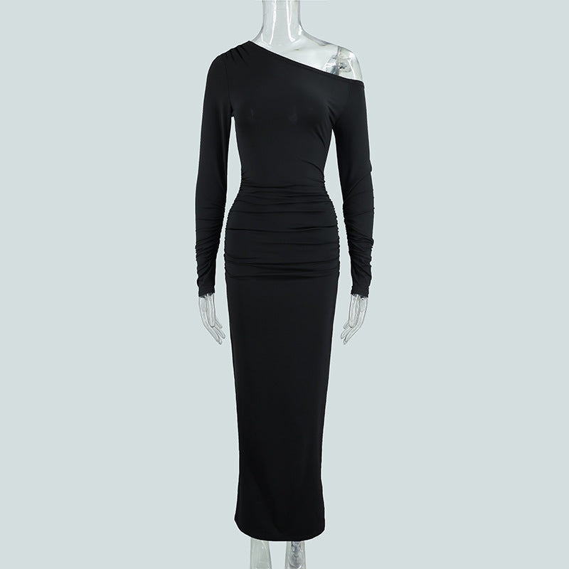 Damen elegantes One-Shoulder Maxiklänning med figurvänlig drapering Mirla-Eva Jonsson