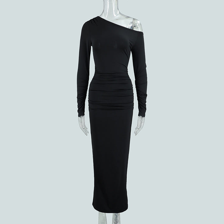 Damen elegantes One-Shoulder Maxiklänning med figurvänlig drapering Mirla-Eva Jonsson