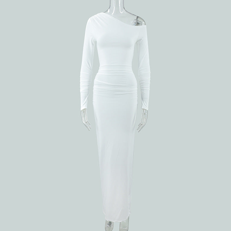 Damen elegantes One-Shoulder Maxiklänning med figurvänlig drapering Mirla-Eva Jonsson