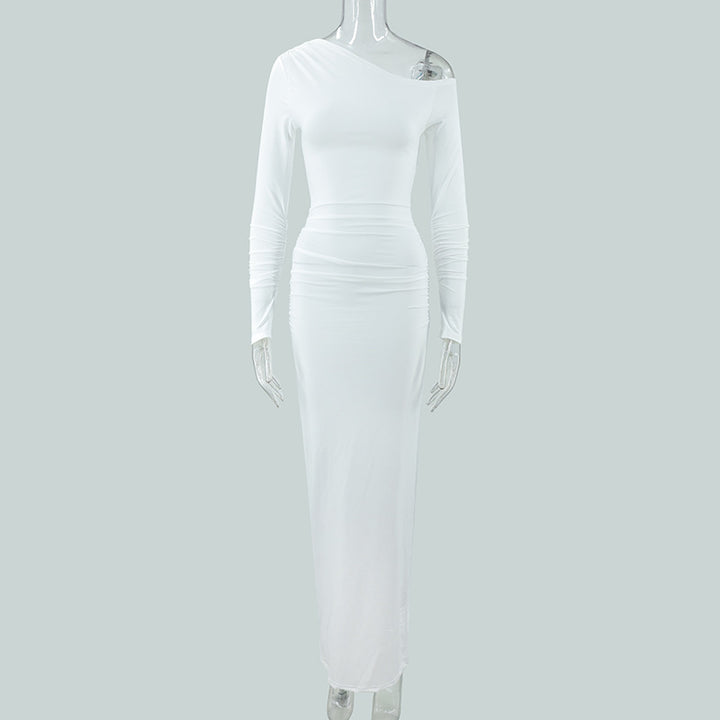 Damen elegantes One-Shoulder Maxiklänning med figurvänlig drapering Mirla-Eva Jonsson