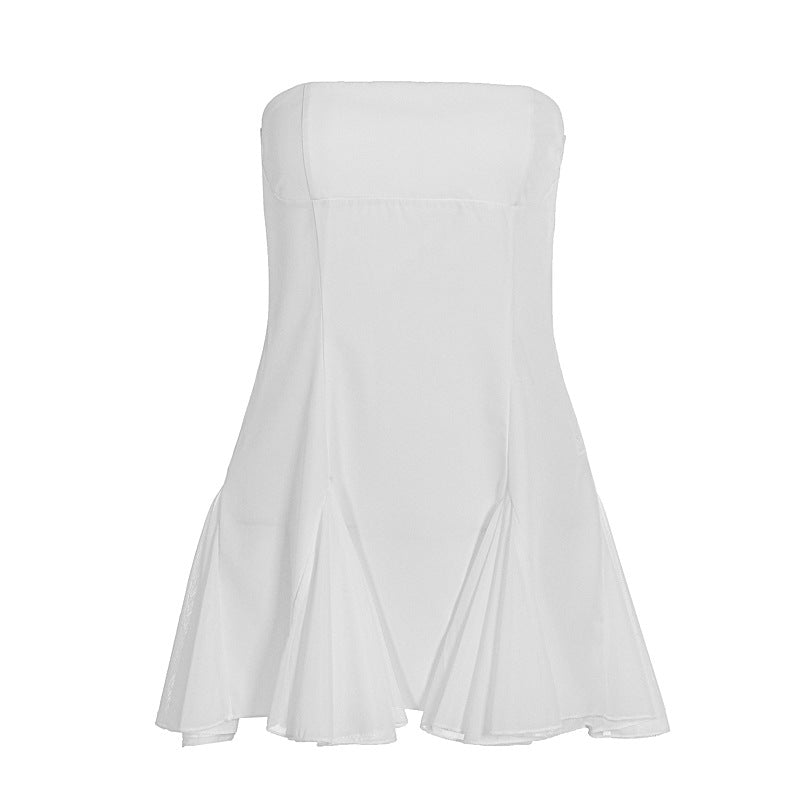 Damen elegantes trägerloses Kleid mit fließendem Rock und modischen Falten Mirla-Eva Jonsson