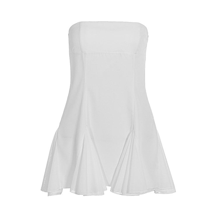 Damen elegantes trägerloses Kleid mit fließendem Rock und modischen Falten Mirla-Eva Jonsson