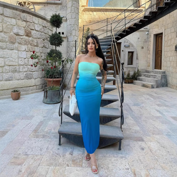 Damen elegantes trägerloses Maxikleid mit Farbverlauf Mirla-Eva Jonsson