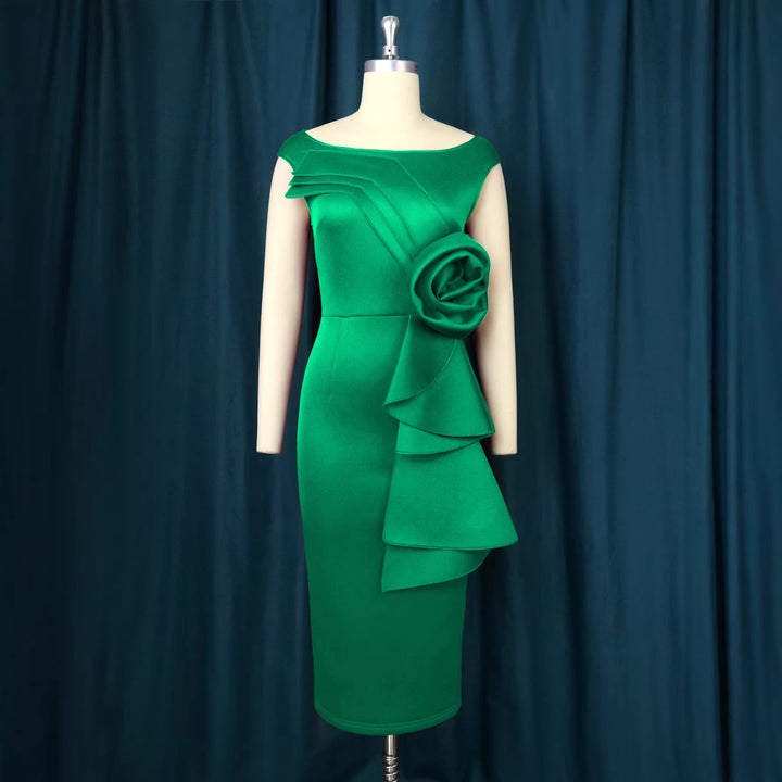 Damen figurbetontes Kleid mit schicker Rüschenapplikation Mirla-Eva Jonsson