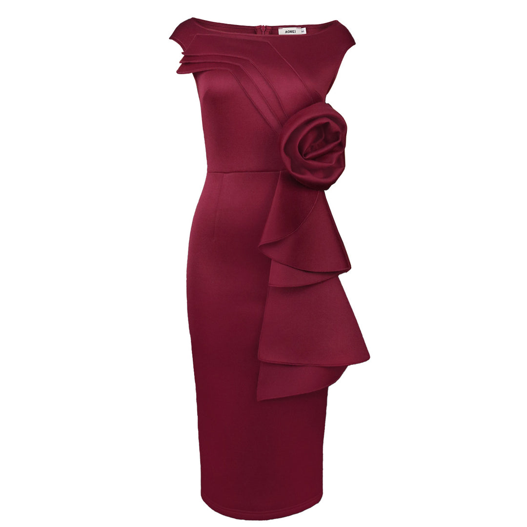 Damen figurbetontes Kleid mit schicker Rüschenapplikation Mirla-Eva Jonsson