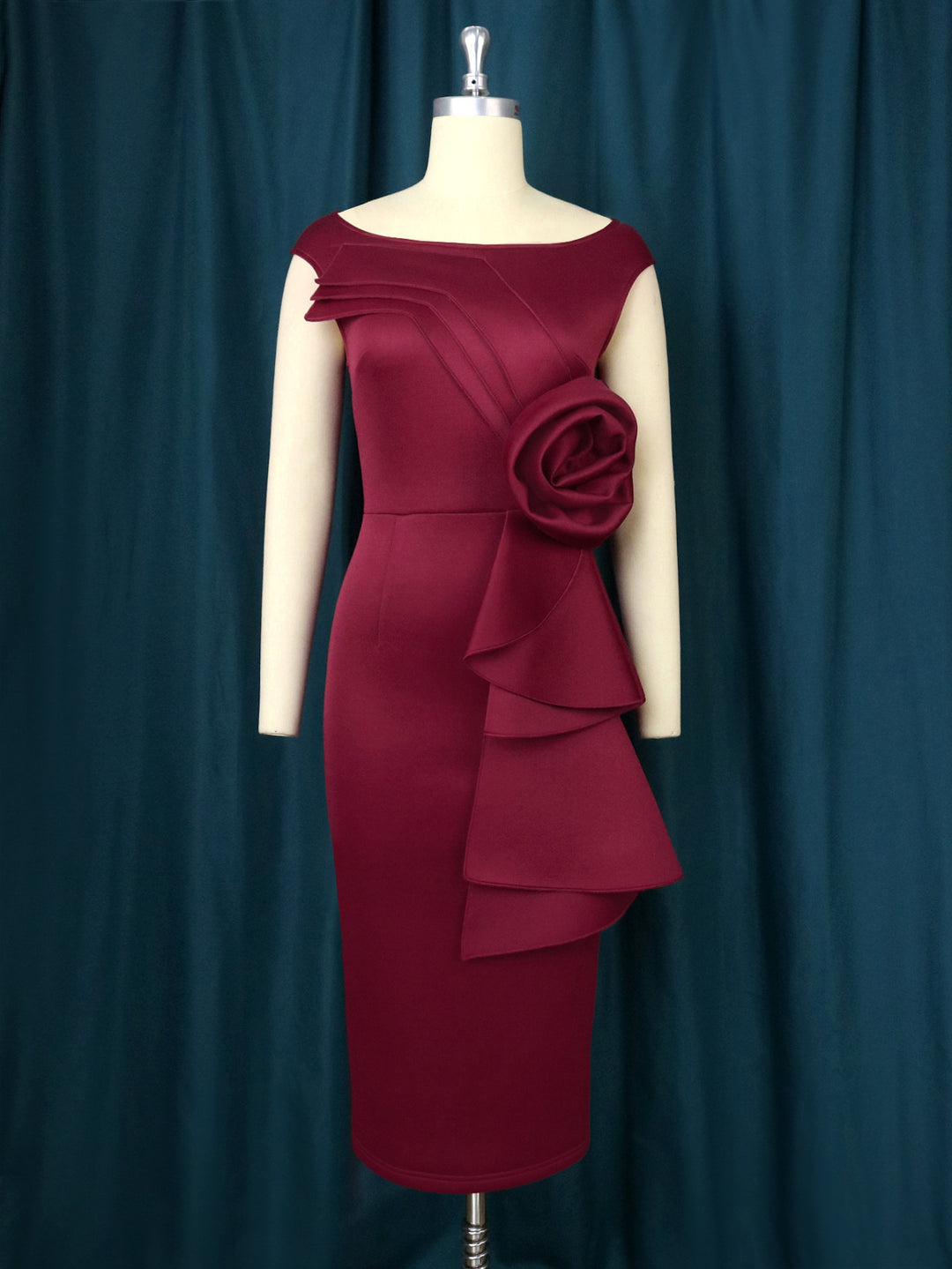 Damen figurbetontes Kleid mit schicker Rüschenapplikation Mirla-Eva Jonsson