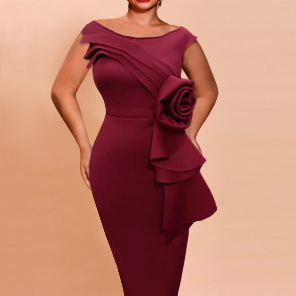 Damen figurbetontes Kleid mit schicker Rüschenapplikation Mirla-Eva Jonsson