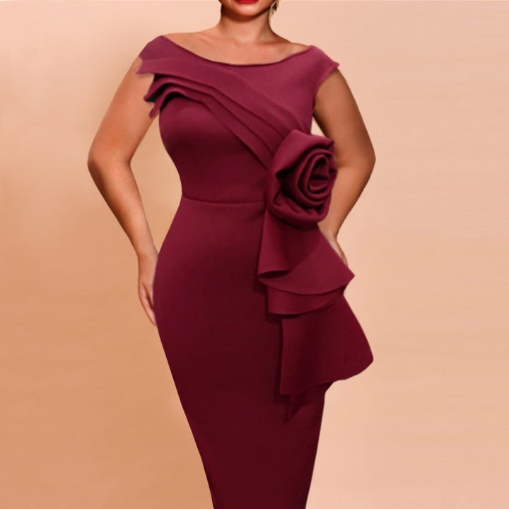Damen figurbetontes Kleid mit schicker Rüschenapplikation Mirla-Eva Jonsson