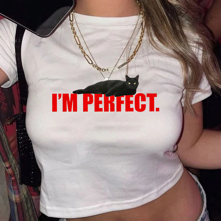 Damen figurbetontes Kurzarm-T-Shirt mit verspieltem Aufdruck Mirla-Eva Jonsson