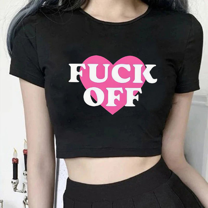 Damen figurbetontes Kurzarm-T-Shirt mit verspieltem Aufdruck Mirla-Eva Jonsson