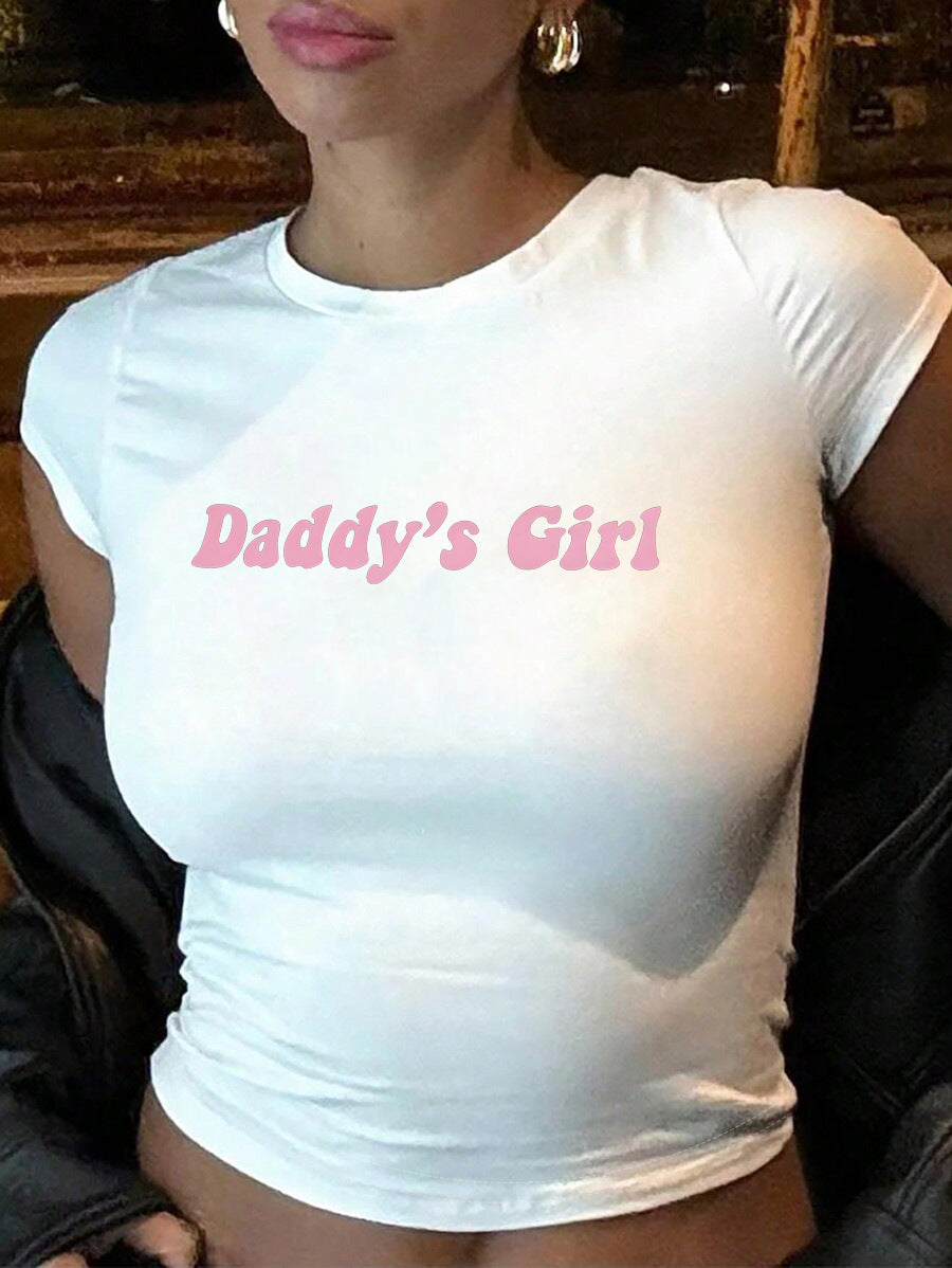 Damen figurbetontes Kurzarm-T-Shirt mit verspieltem Aufdruck Mirla-Eva Jonsson