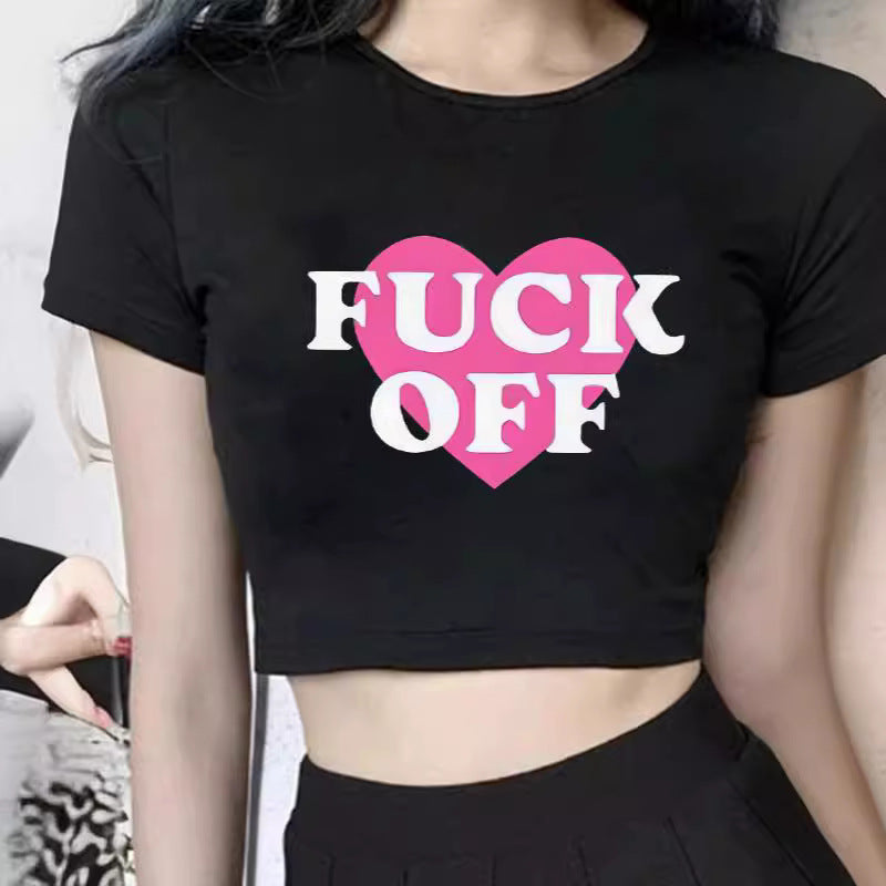 Damen figurbetontes Kurzarm-T-Shirt mit verspieltem Aufdruck Mirla-Eva Jonsson
