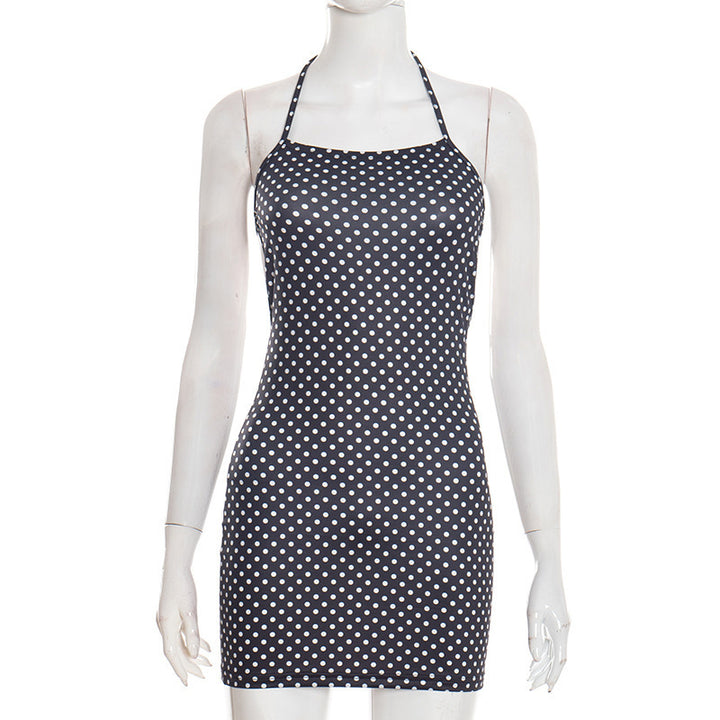Damen figurbetontes Minikleid mit Polka-Dots und Spaghettiträgern Mirla-Eva Jonsson