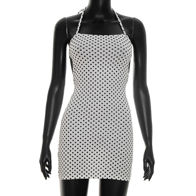 Damen figurbetontes Minikleid mit Polka-Dots und Spaghettiträgern Mirla-Eva Jonsson