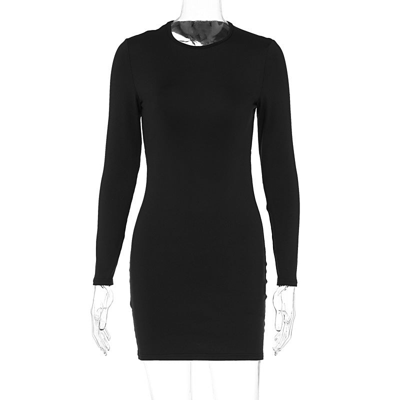 Damen figurbetontes Minikleid mit langen Ärmeln und schickem Rundhalsausschnitt Mirla-Eva Jonsson