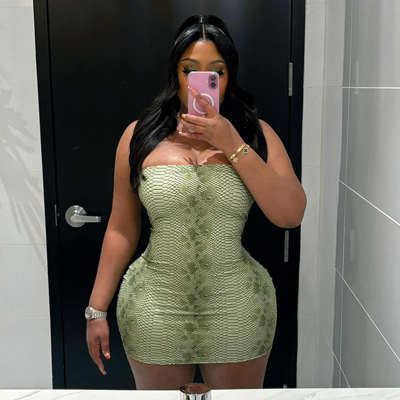 Damen figurbetontes Minikleid mit schlangenhautförmigem Design Mirla-Eva Jonsson