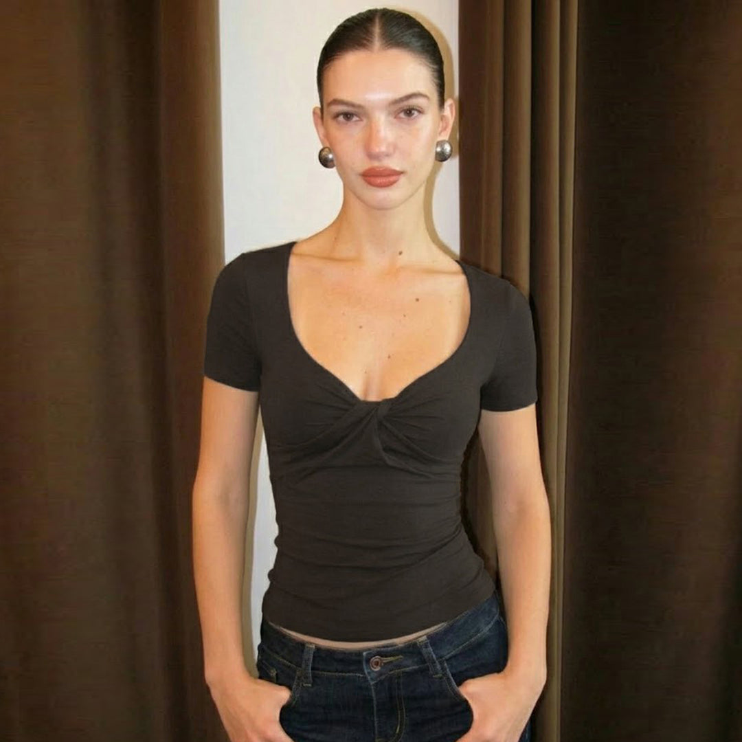 Damen figurbetontes Shirt mit schickem Bindedetail Mirla-Eva Jonsson