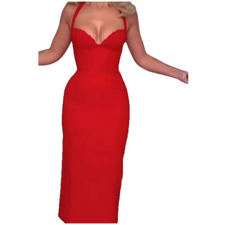 Damen figurfitted Midi-klänning med djup urringning och strapless design Mirla-Eva Jonsson