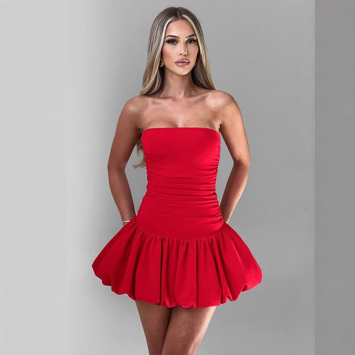 Damen figurschmeichelndes Minikleid mit Raffung und voluminösem Rock Mirla-Eva Jonsson