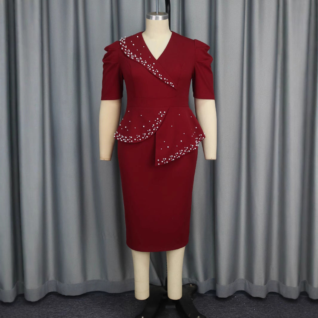 Damen figursydd Wickelkleid med volanger och pärlaccent Mirla-Eva Jonsson