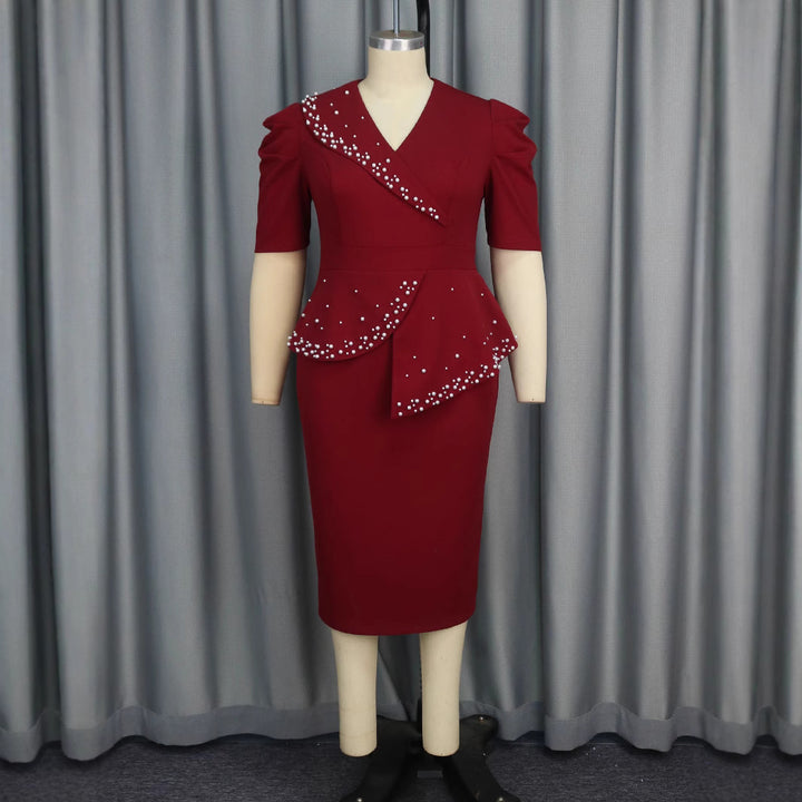 Damen figursydd Wickelkleid med volanger och pärlaccent Mirla-Eva Jonsson