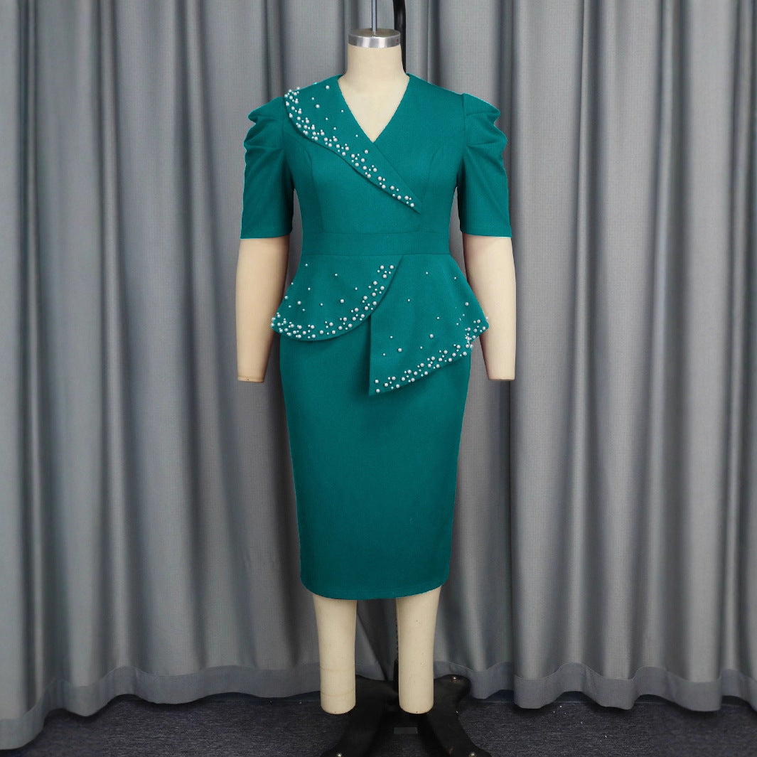 Damen figursydd Wickelkleid med volanger och pärlaccent Mirla-Eva Jonsson