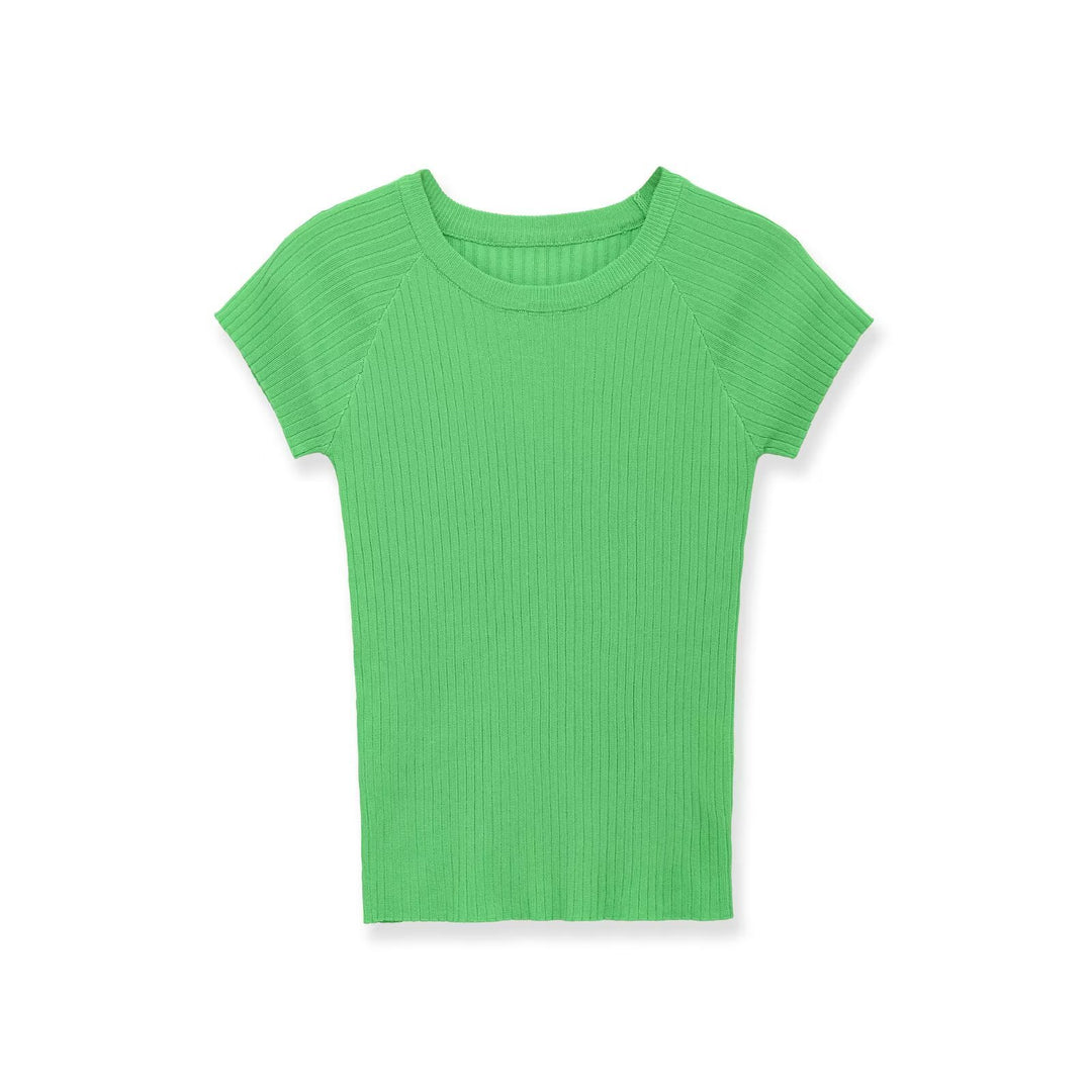 Damen figursydd ribb-T-shirt med korta ärmar Mirla-Eva Jonsson