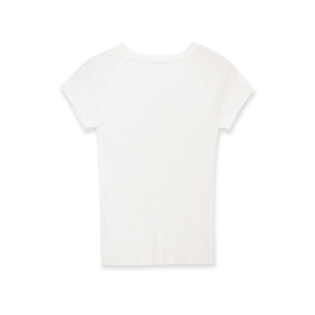 Damen figursydd ribb-T-shirt med korta ärmar Mirla-Eva Jonsson
