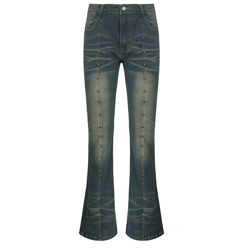 Damen flared jeans med dekorative knapper og fremträdande denimfinish Mirla-Eva Jonsson