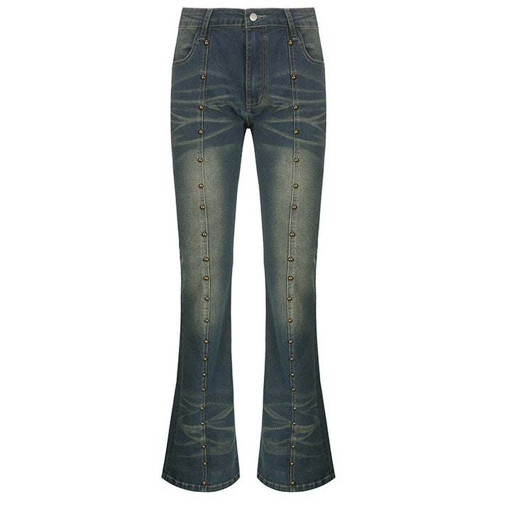 Damen flared jeans med dekorative knapper og fremträdande denimfinish Mirla-Eva Jonsson