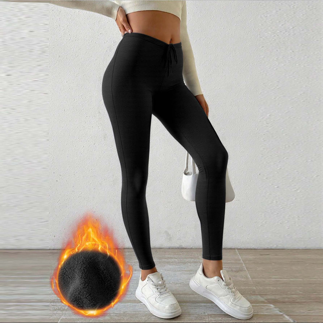 Damen fleece-lined leggings with high waistband and drawstring Mirla-Eva Jonsson