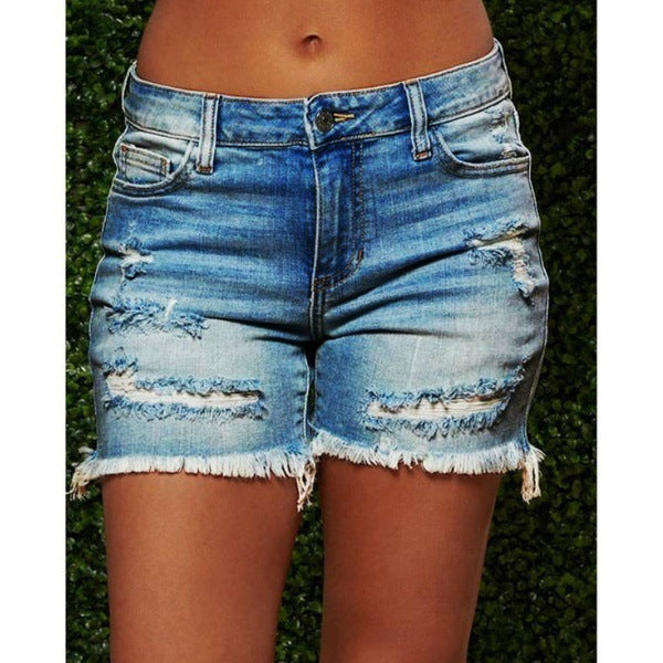 Damen förstörda denimshorts i avslappnad skärning Eva Jonsson-Eva Jonsson
