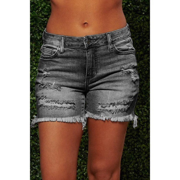 Damen förstörda denimshorts i avslappnad skärning Eva Jonsson-Eva Jonsson