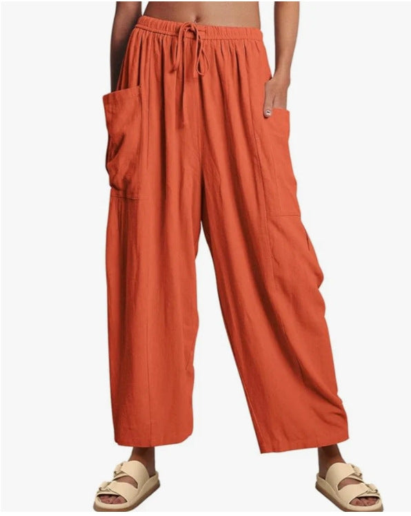 Damen fritidshose med elastisk midja och sidofickor Mirla-Eva Jonsson