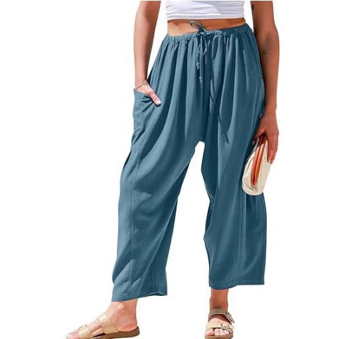 Damen fritidshose med elastisk midja och sidofickor Mirla-Eva Jonsson
