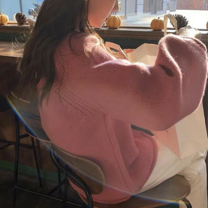 Damen gemütlicher Strickpullover mit lässigem Schnitt und luftigen Ärmeln Eva Jonsson-Eva Jonsson