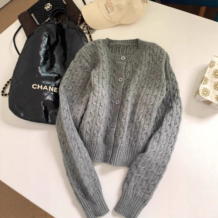 Damen gestrickte Bolerojacke mit Zopfstruktur Mirla-Eva Jonsson