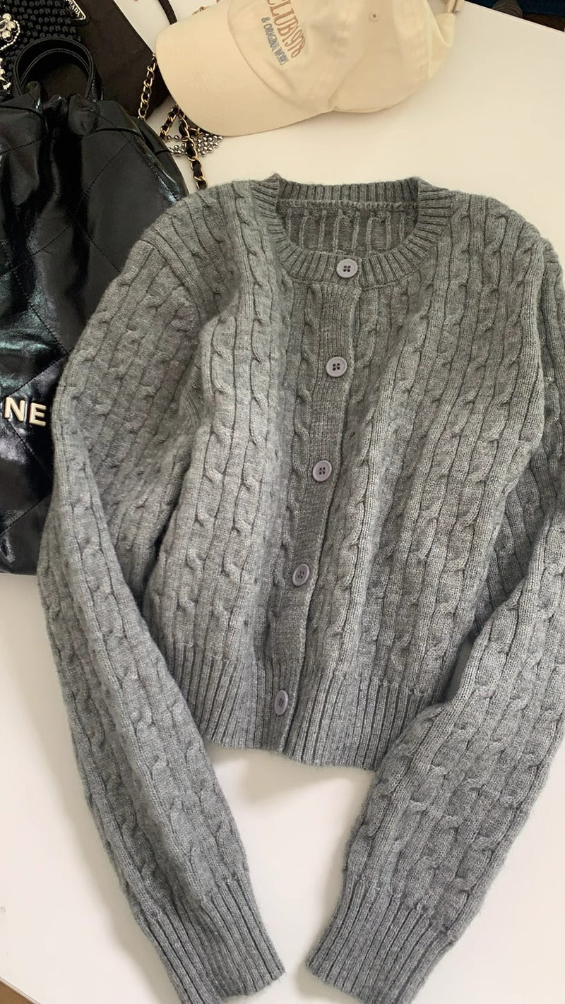 Damen gestrickte Bolerojacke mit Zopfstruktur Mirla-Eva Jonsson