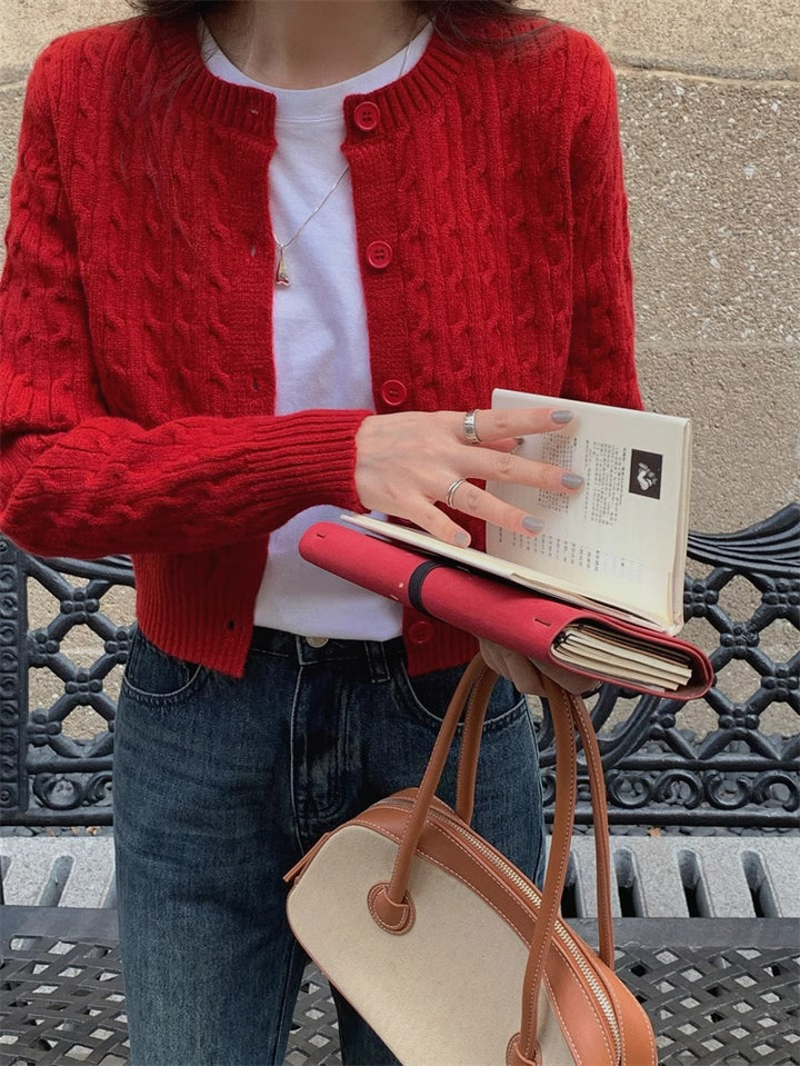 Damen gestrickte Bolerojacke mit Zopfstruktur Mirla-Eva Jonsson