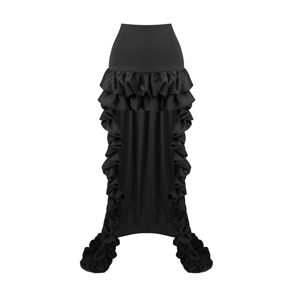 Damen glamoröst cocktailklänning med voluminösa volanger och transparenta ärmar Mirla-Eva Jonsson