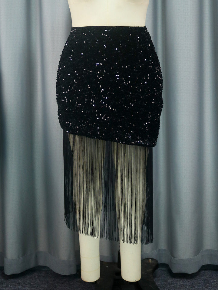 Damen glamour skirt with sequins and fringes Mirla-Eva Jonsson